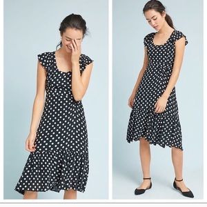Anthropologie Maeve Polka Dot Dress Black & White
